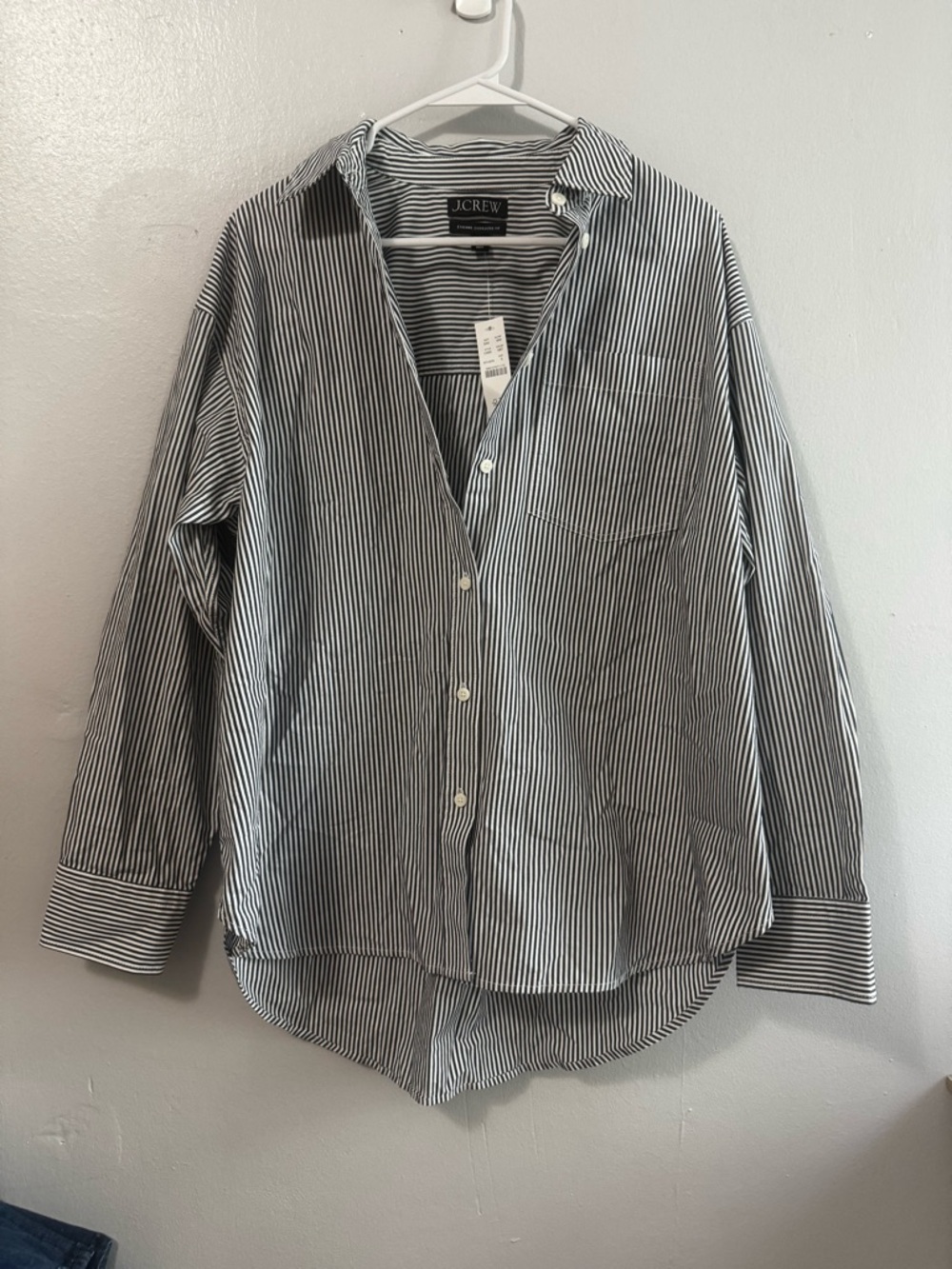 JCrew oversized Classic Striped Button-Up Shirt - Black/White